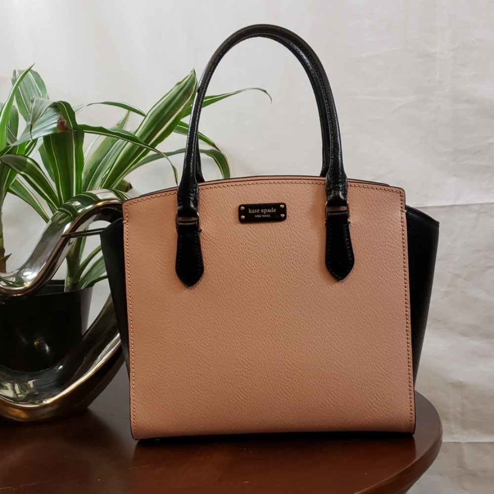 kate spade warm vellum/black Jeanne medium satchel